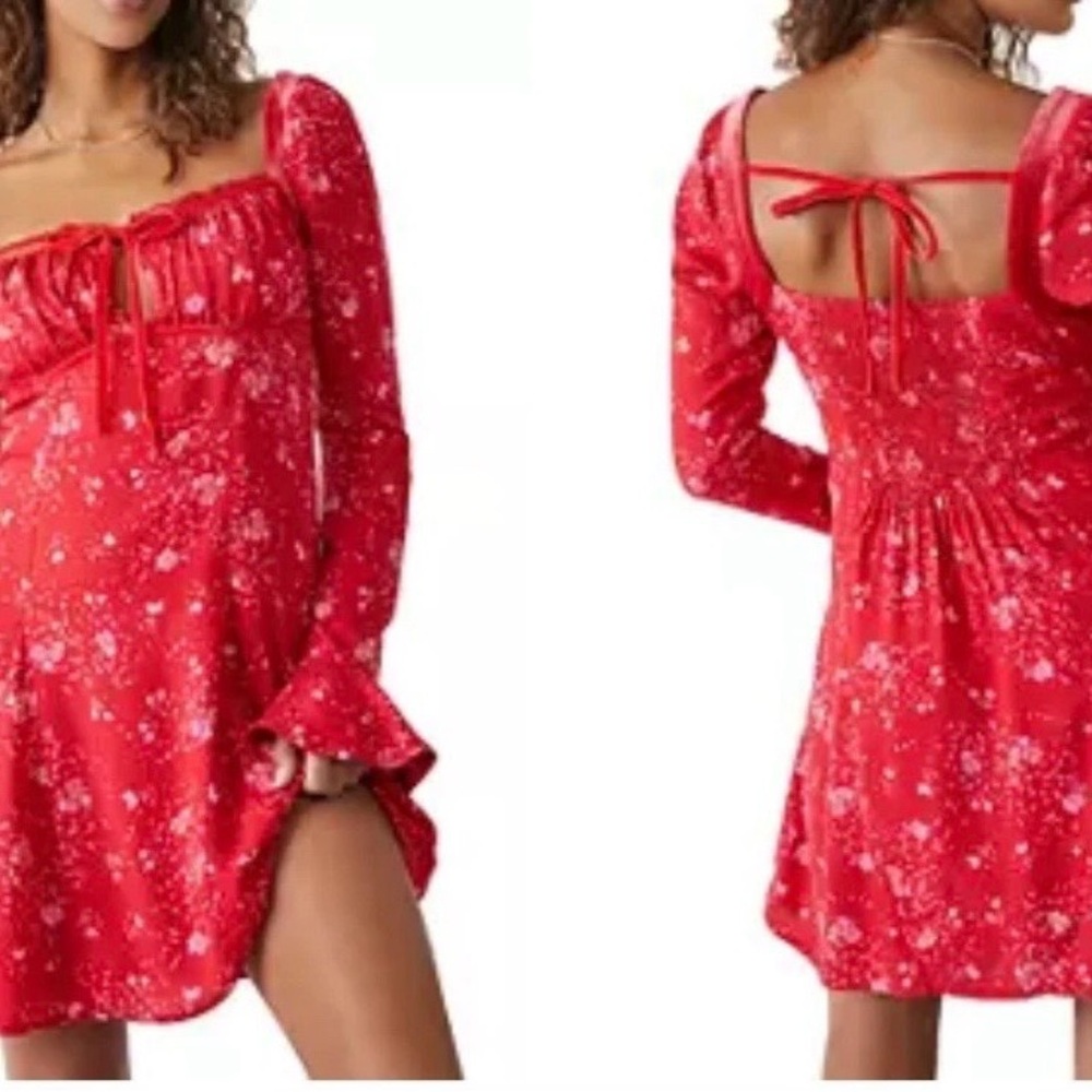 Free People Red and Pink Floral Dress